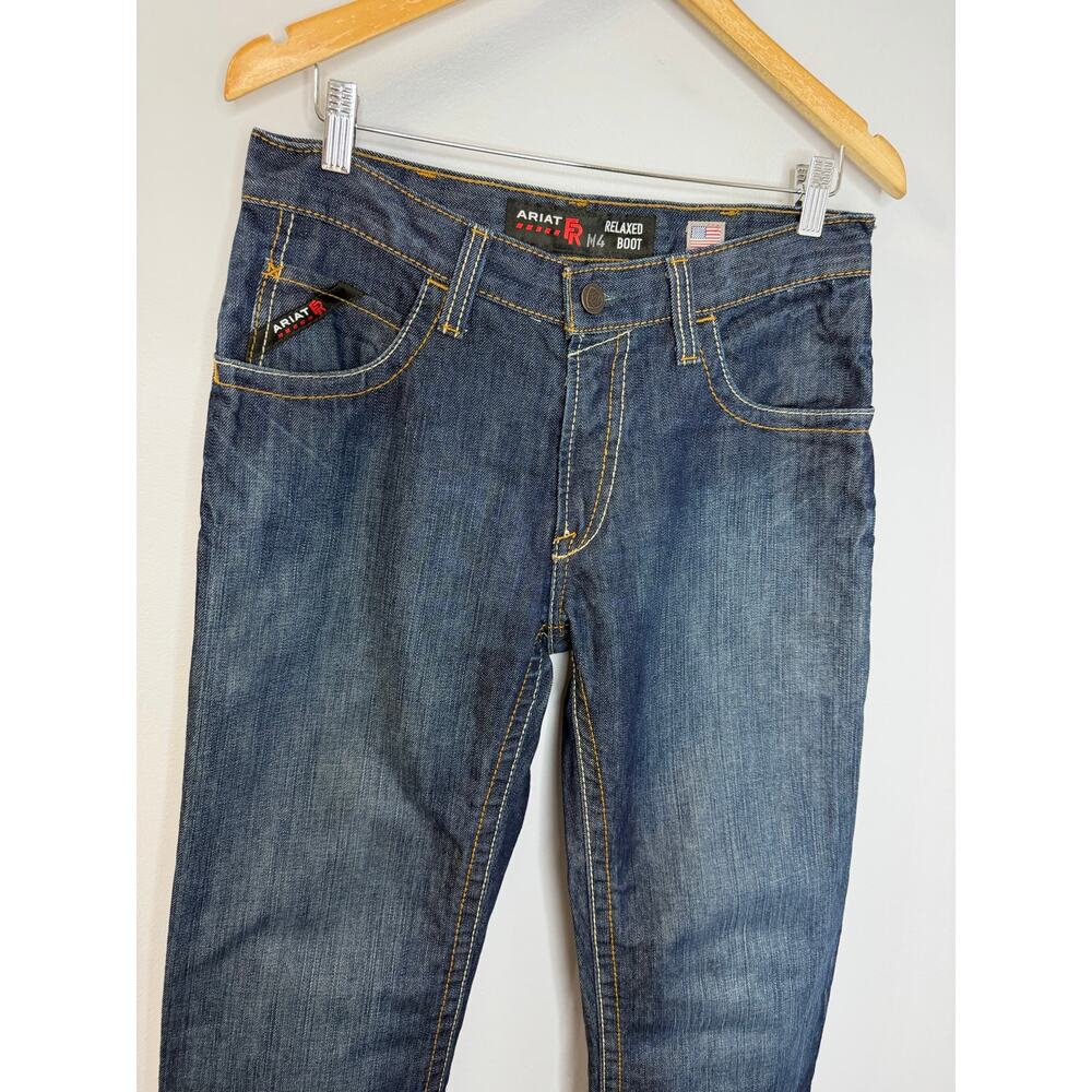 Ariat Men's Flame Resistant M4 Relaxed Boundary Boot Cut Jean Blue Sz 30x30 - Picture 2 of 13